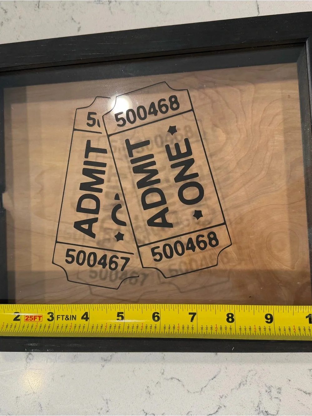 Black Framed 'Admit One' Wall Art